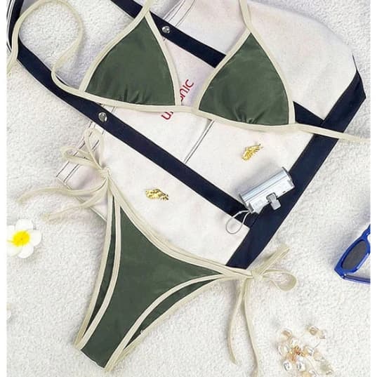 Block Bikini Set Olive