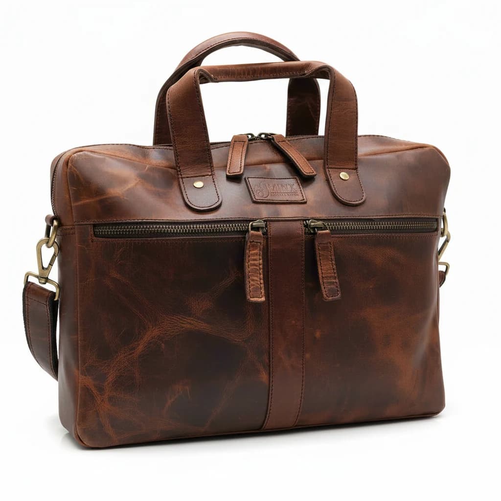Santorini Slim Leather Laptop Bag