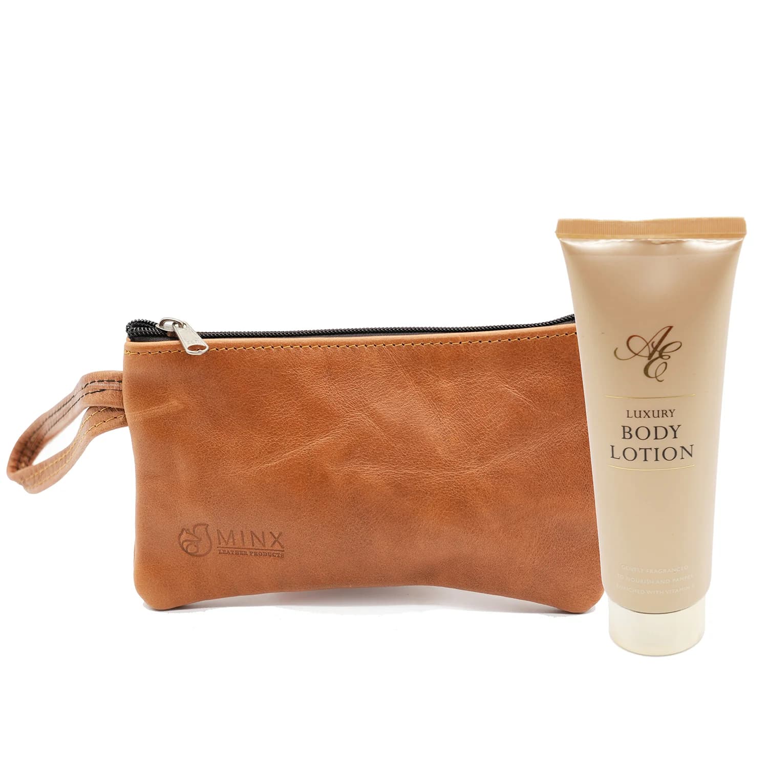 Leather Make up Bag with Luxury Gold Hand Cream
