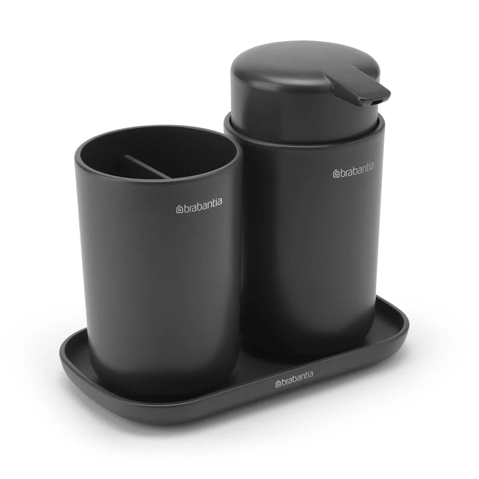 Toilet Accessory Set of 3 - Matt Black | White