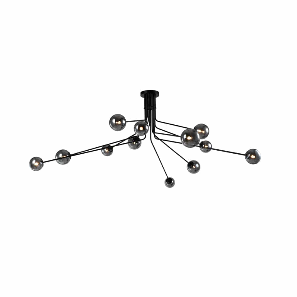 Rosetta Metal and Glass Chandelier Smoke
