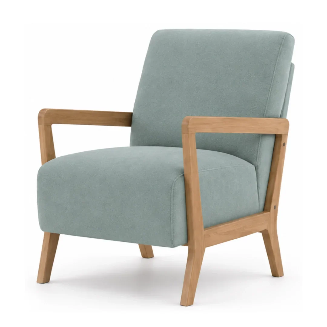 Sage Green Fabric Occasional Chair with Rubberwood Frame