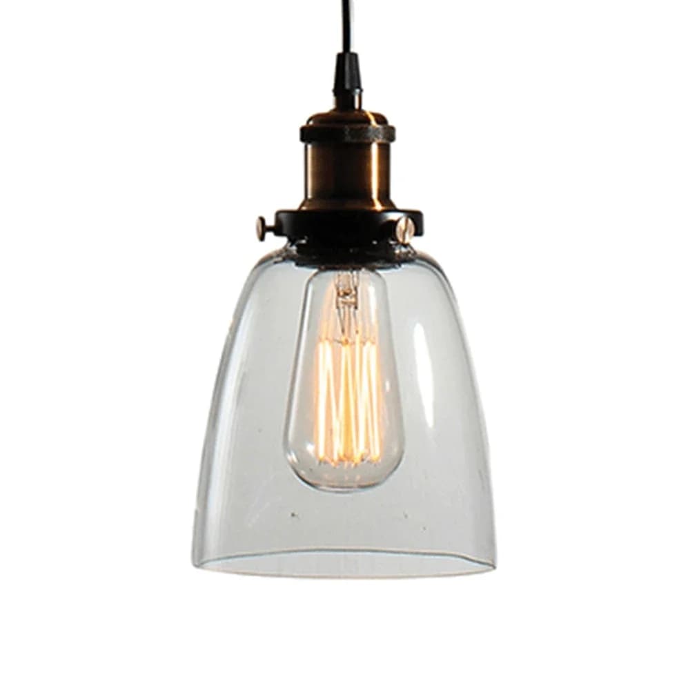Farmhouse Metal and Glass Pendant - Black