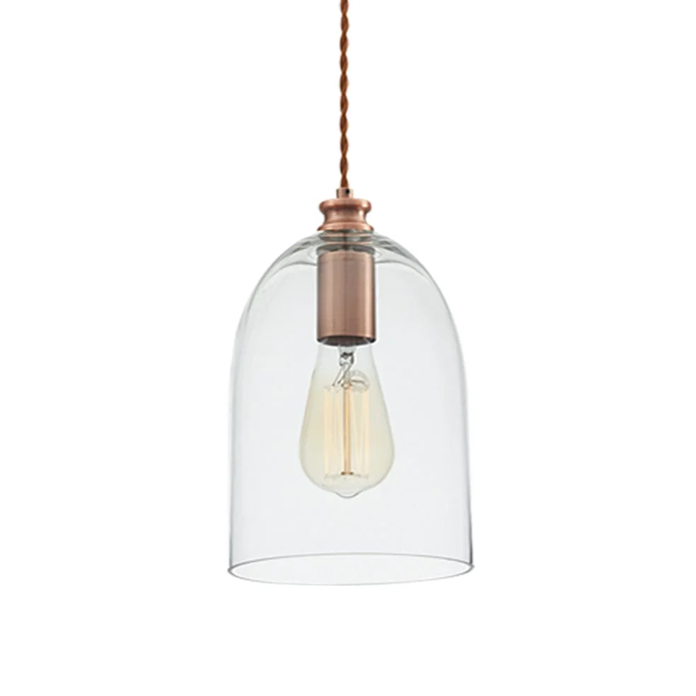 Bell Copper and Glass Pendant Light