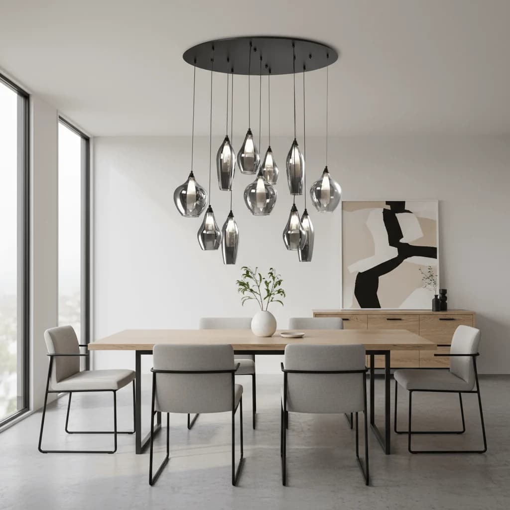 Galaxies 11 Light Chandelier Smokey Glass