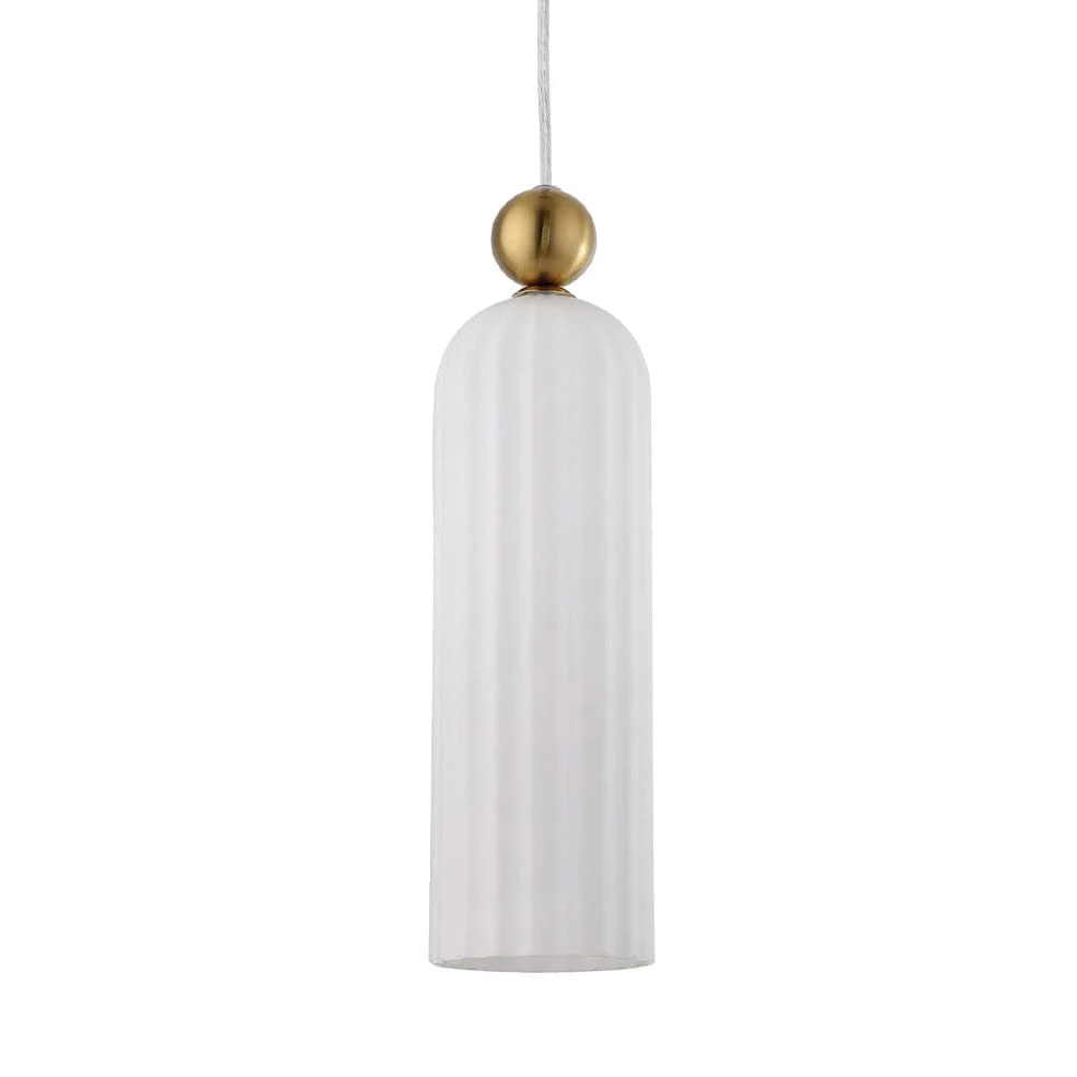 Florence Fluted Glass Pendant Light White | Cognac
