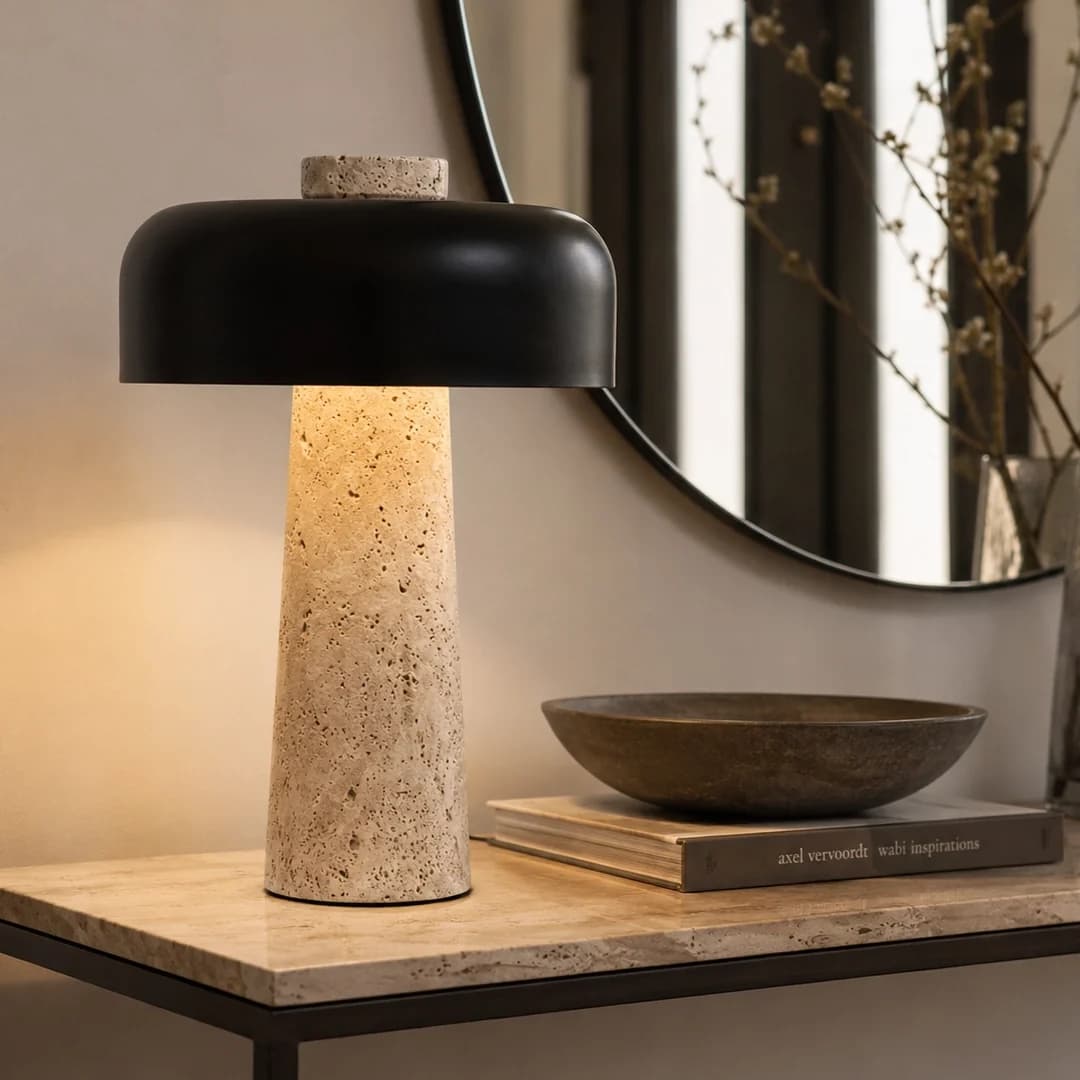 Briar Travertine Look Table Lamp