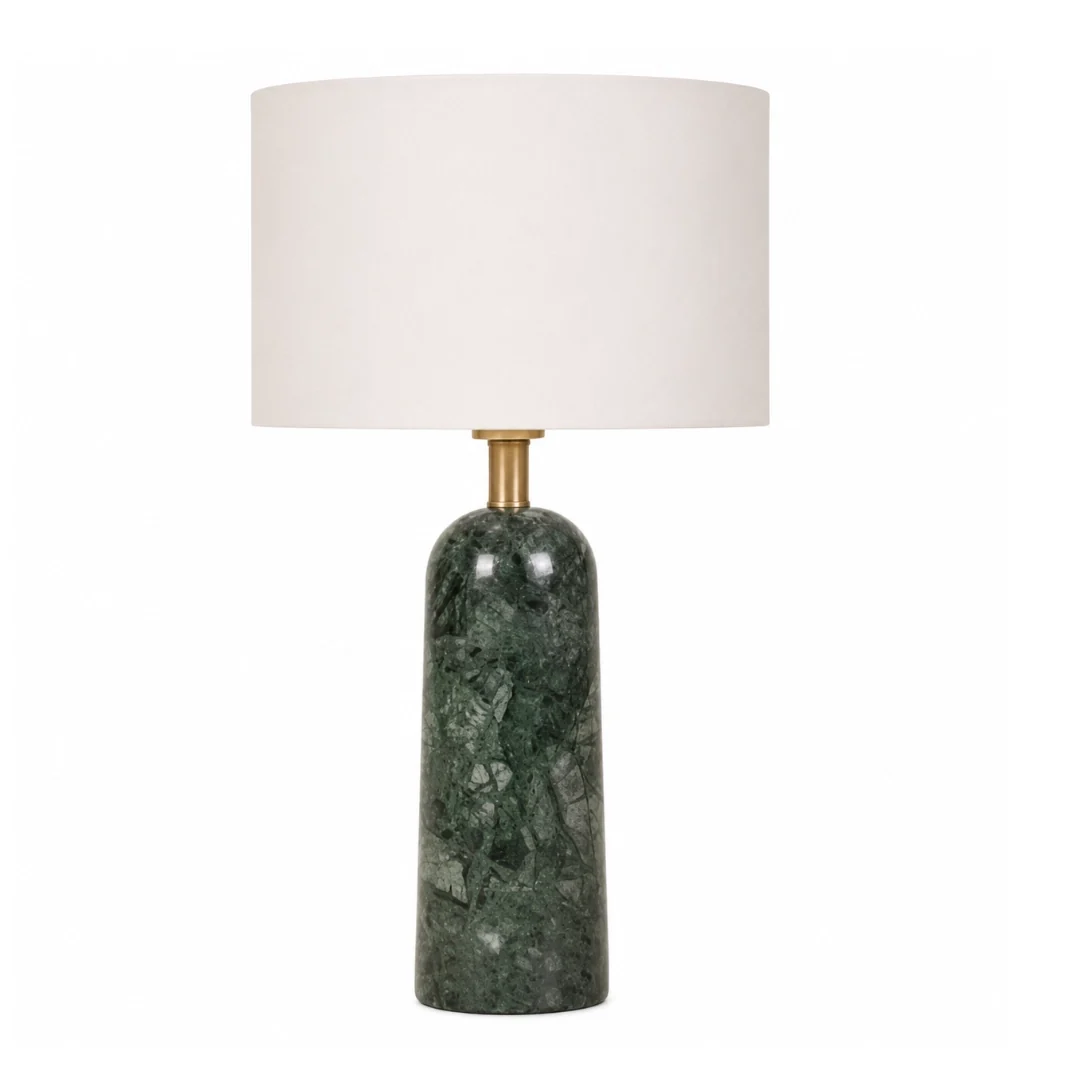 Milan Marble and Gold Table Lamp – Green | White Marble