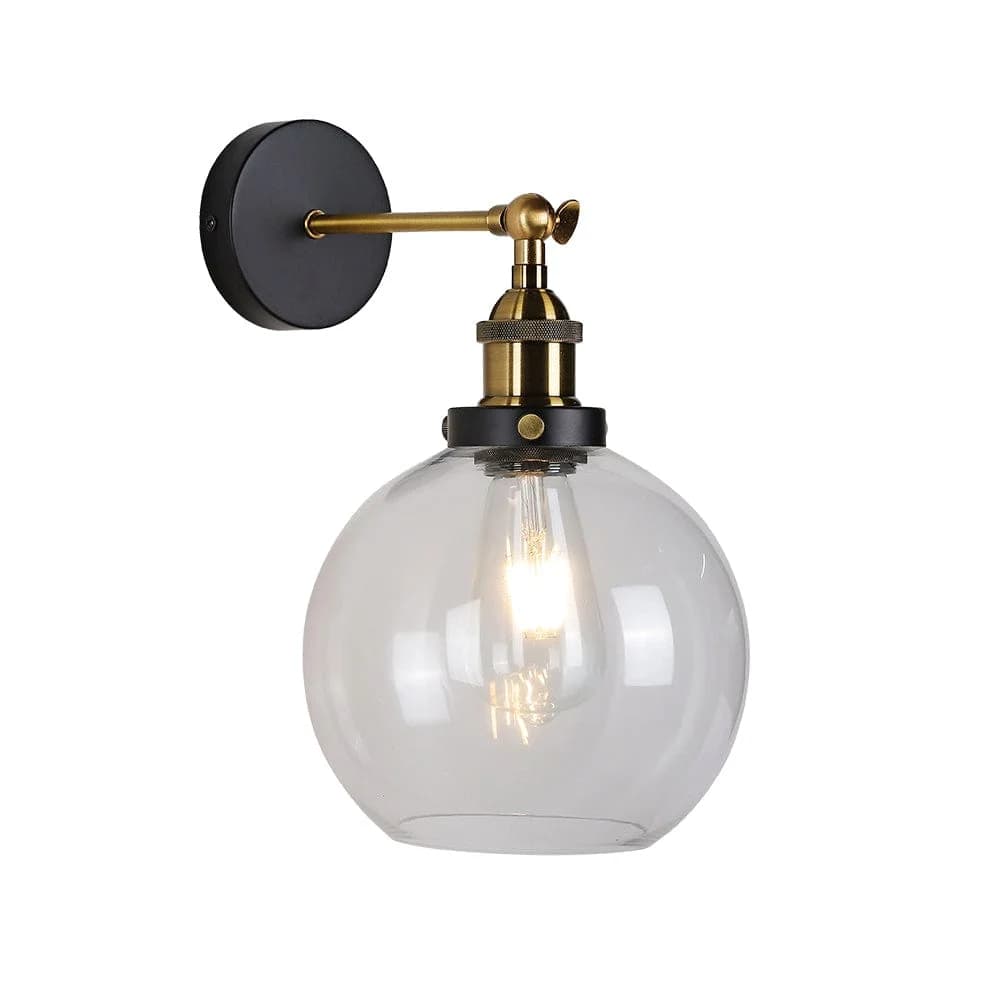 Antique Brass & Glass Ball Wall Light