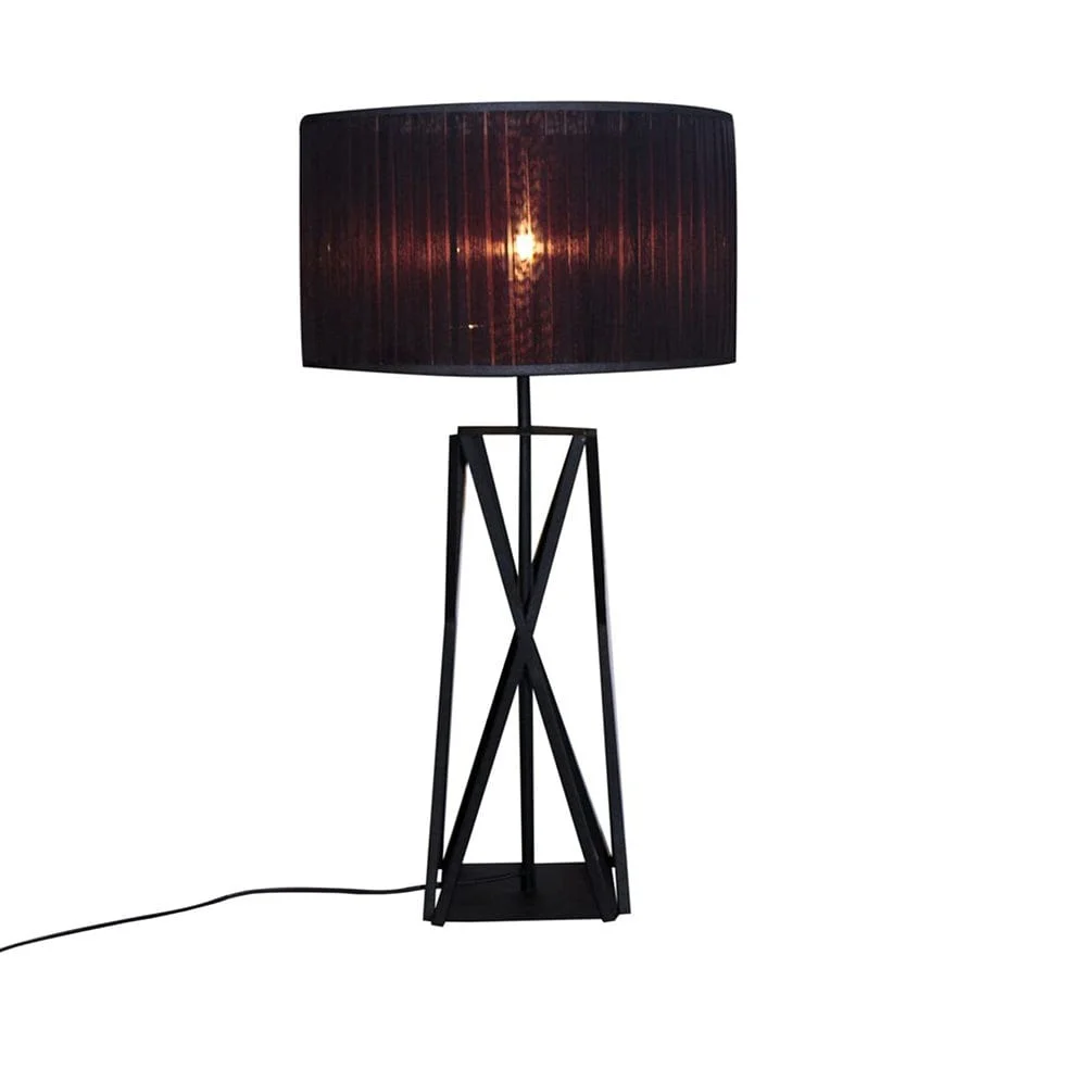 Kai Leila Metal and Fabric Table Lamp Black | Gold