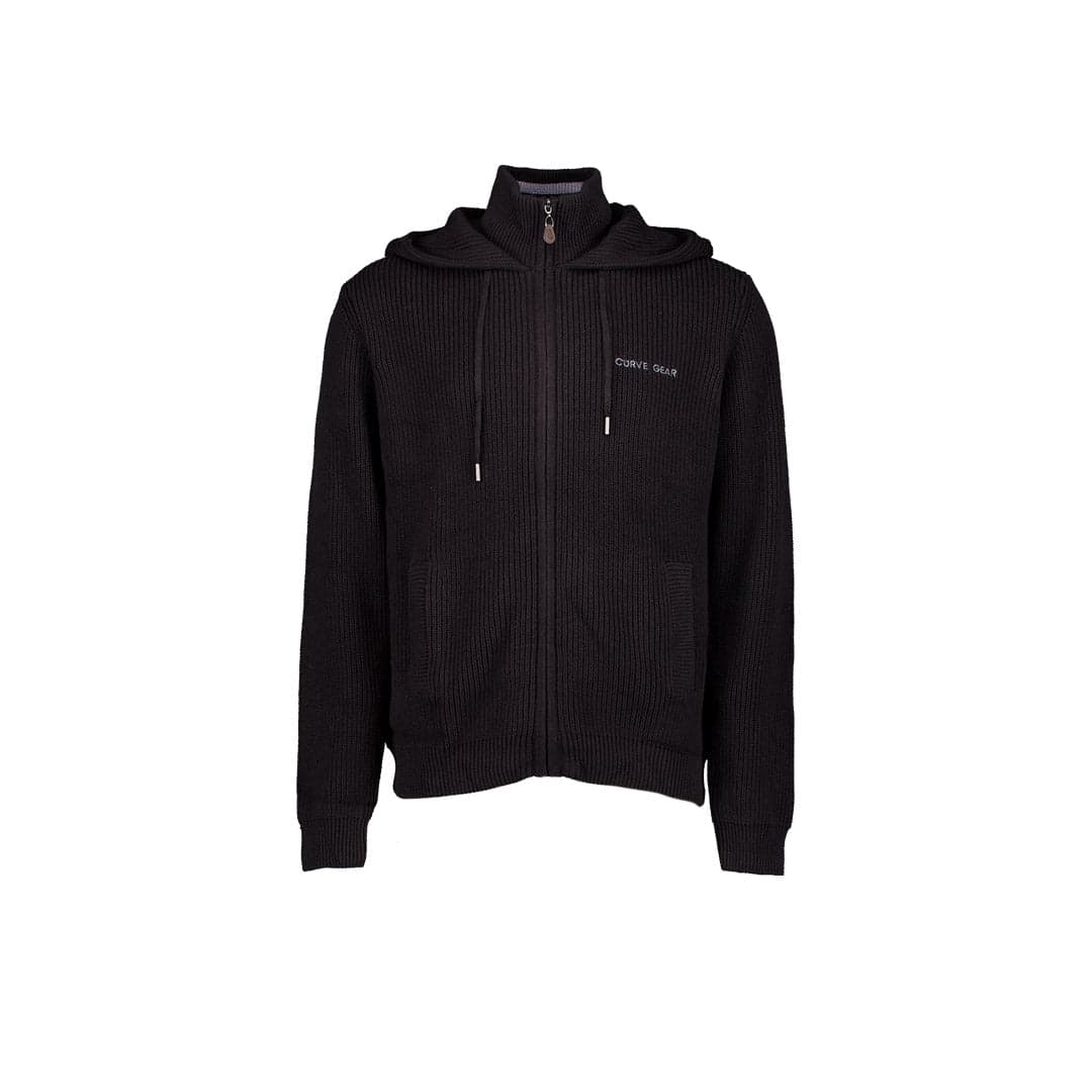 Forge Zip Up Knit Hoodie Black