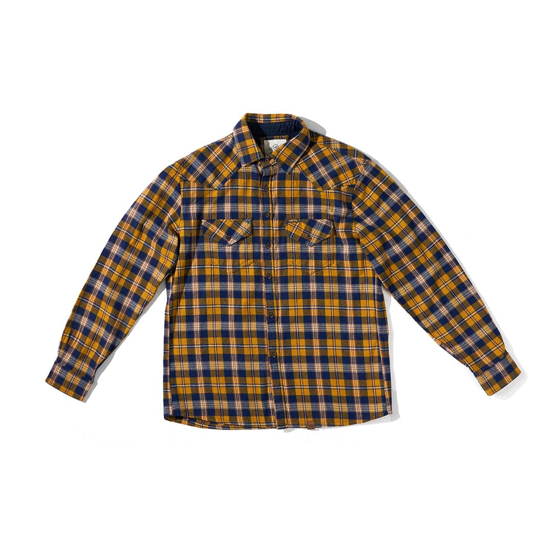 Drill Flannel Long Sleeve Shirt Mustard & Navy