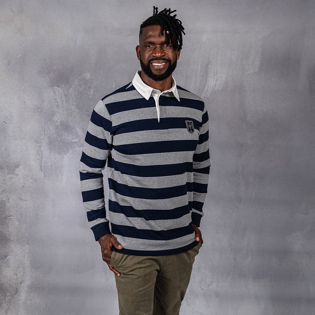 Hero Rugby Polo Grey Melange & Navy