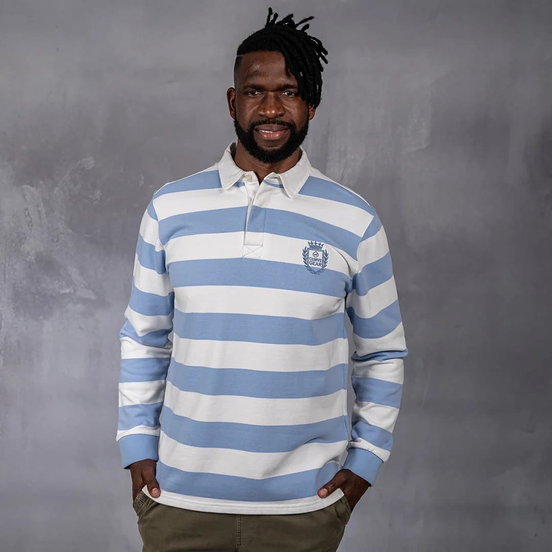 Hero Rugby Polo Light Blue & Off White