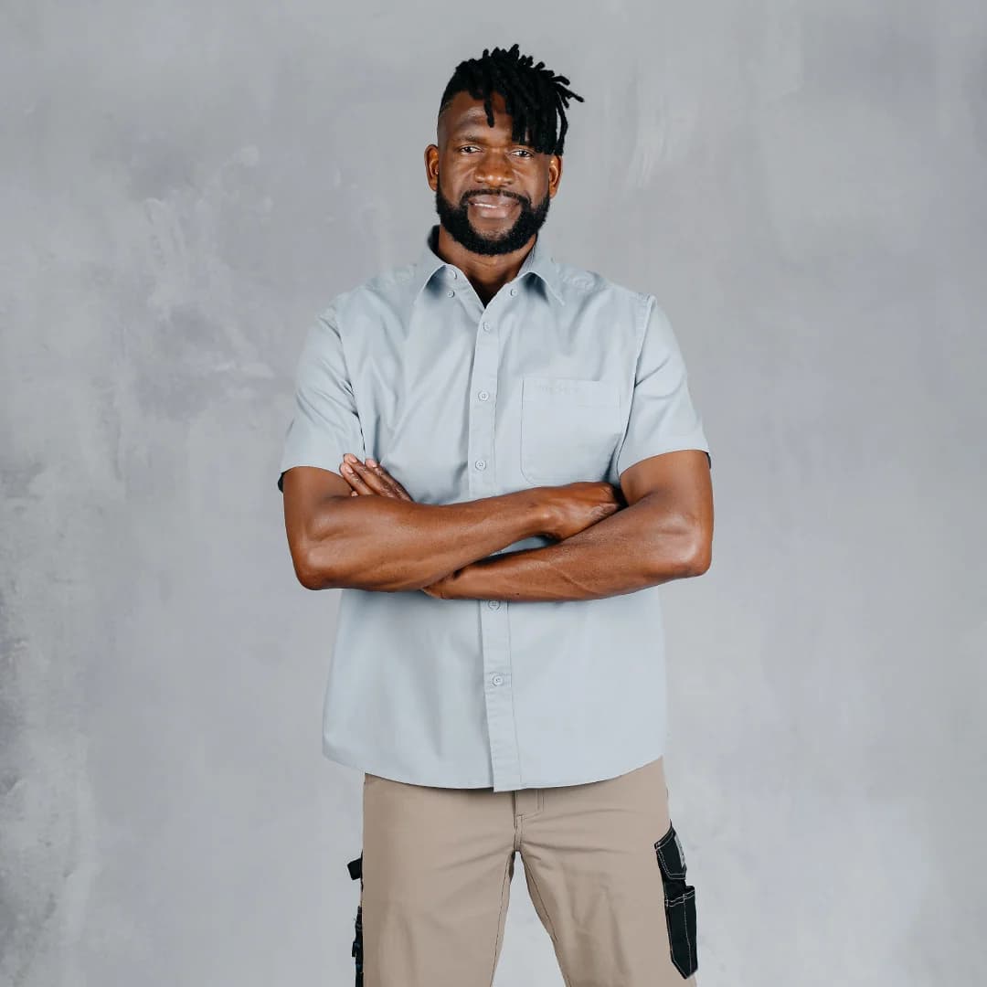 W.O.R.K Cotton Stretch S/Sleeve Shirt Light Blue