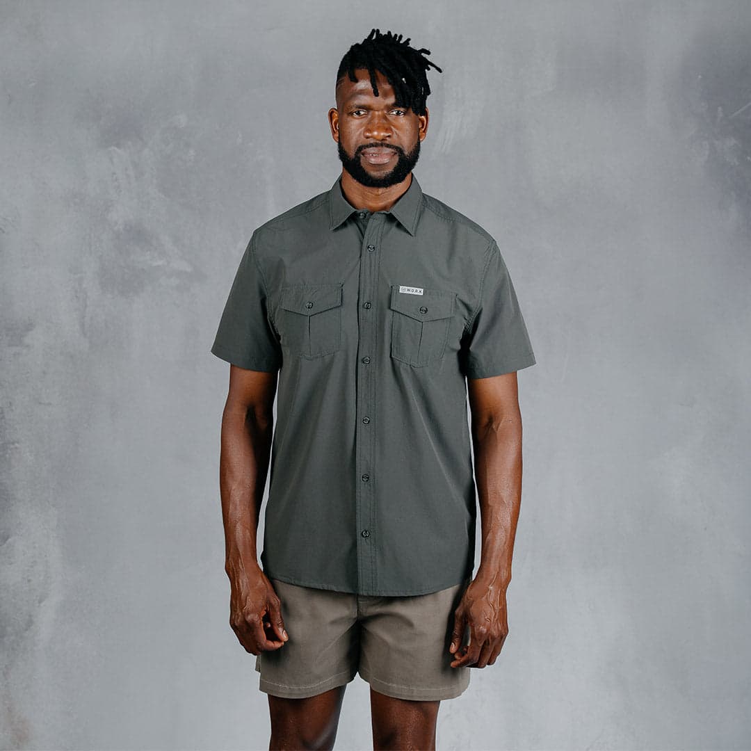 W.O.R.K Ripstop 4 Way Stretch S/Sleeve Shirt Dark Grey