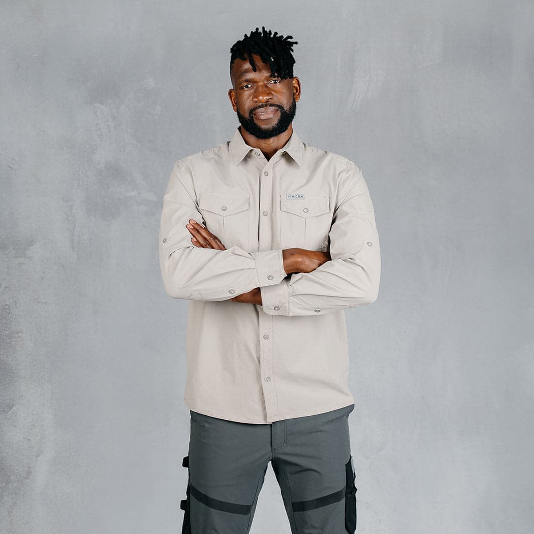 W.O.R.K Ripstop 4 Way Stretch L/Sleeve Shirt Stone