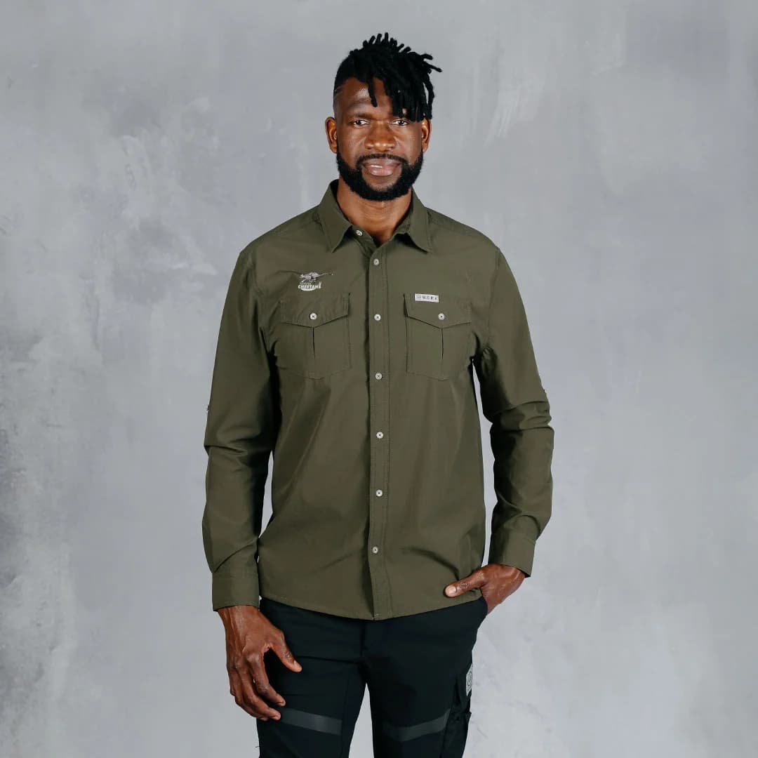 W.O.R.K Ripstop 4 Way Stretch L/Sleeve Shirt x Toyota Cheetahs Dark Olive