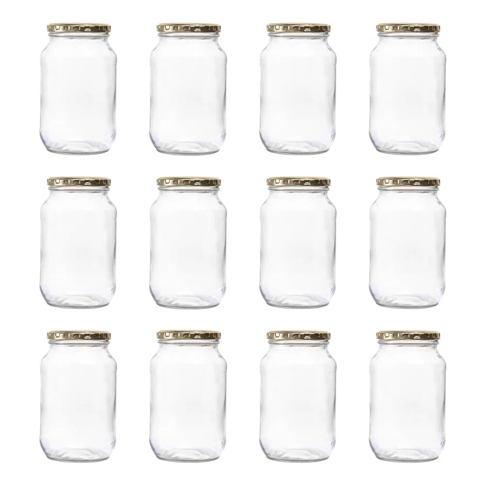 Consol Glass Catering Jar 1000ml (1L) with Gold lid (12 Carton Pack)
