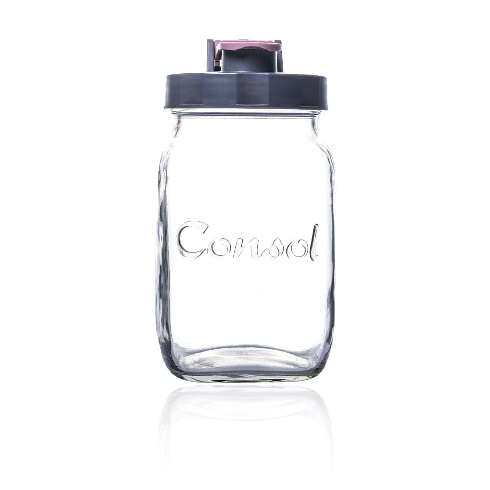 Consol Glass preserve Jar with Plum Flip Top Lid 1L