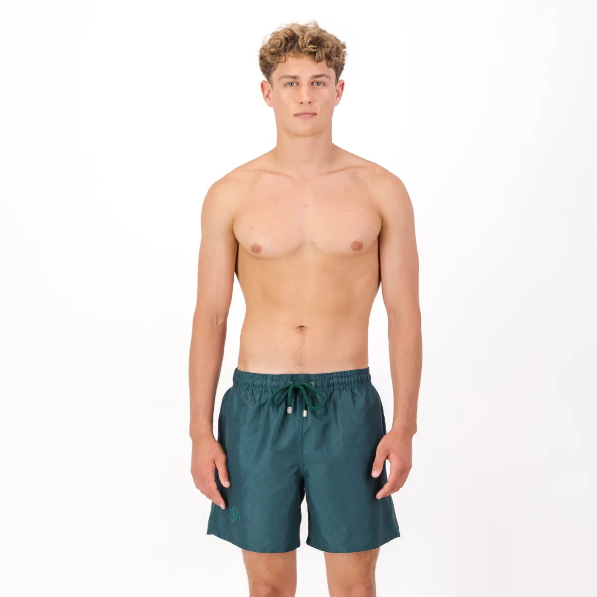 Mid-Length Swim Shorts | Stone Wash / Emerald