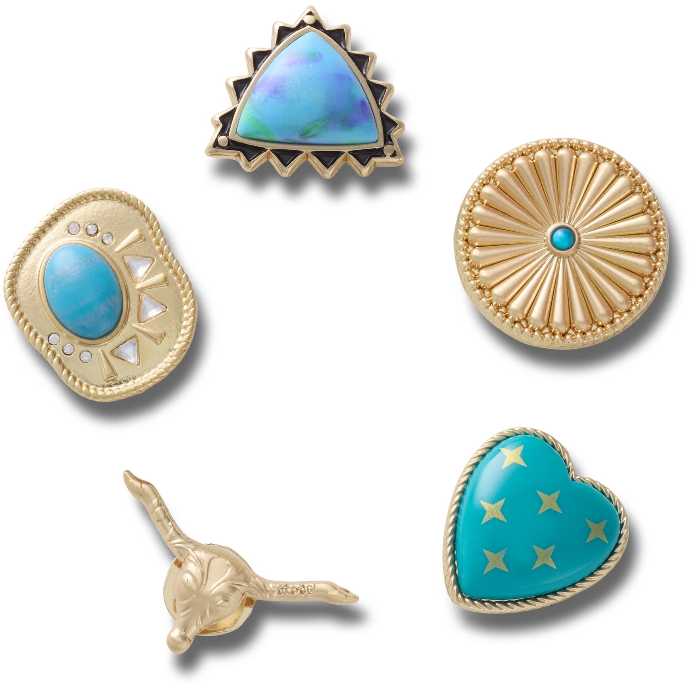 Gold Turquoise Western 5 Pack Jibbitz