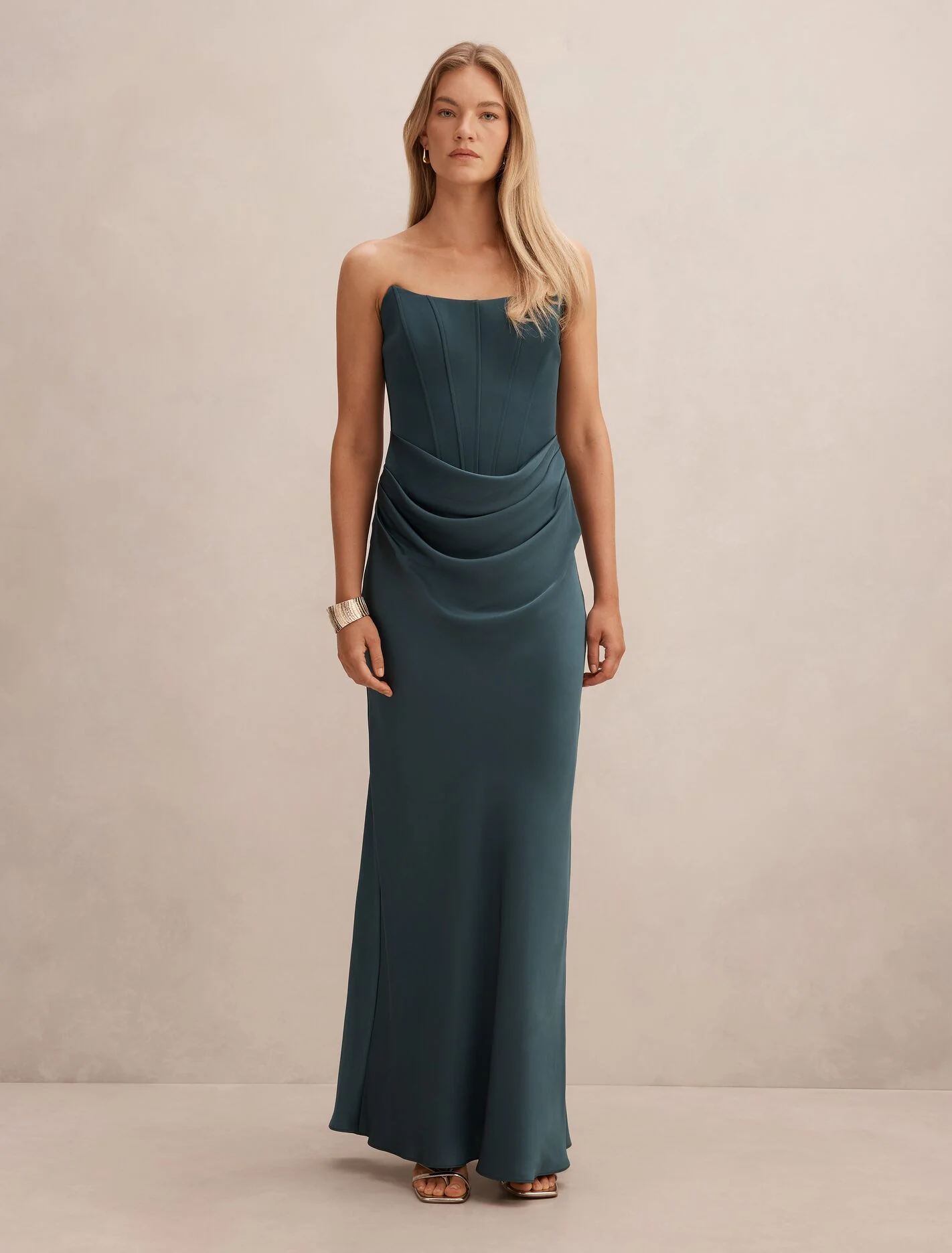 Isra Drape Strapless Maxi Dress