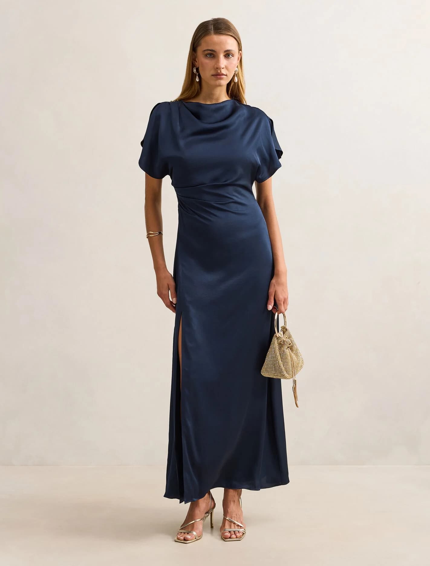 Genevieve Satin Drape Maxi Dress