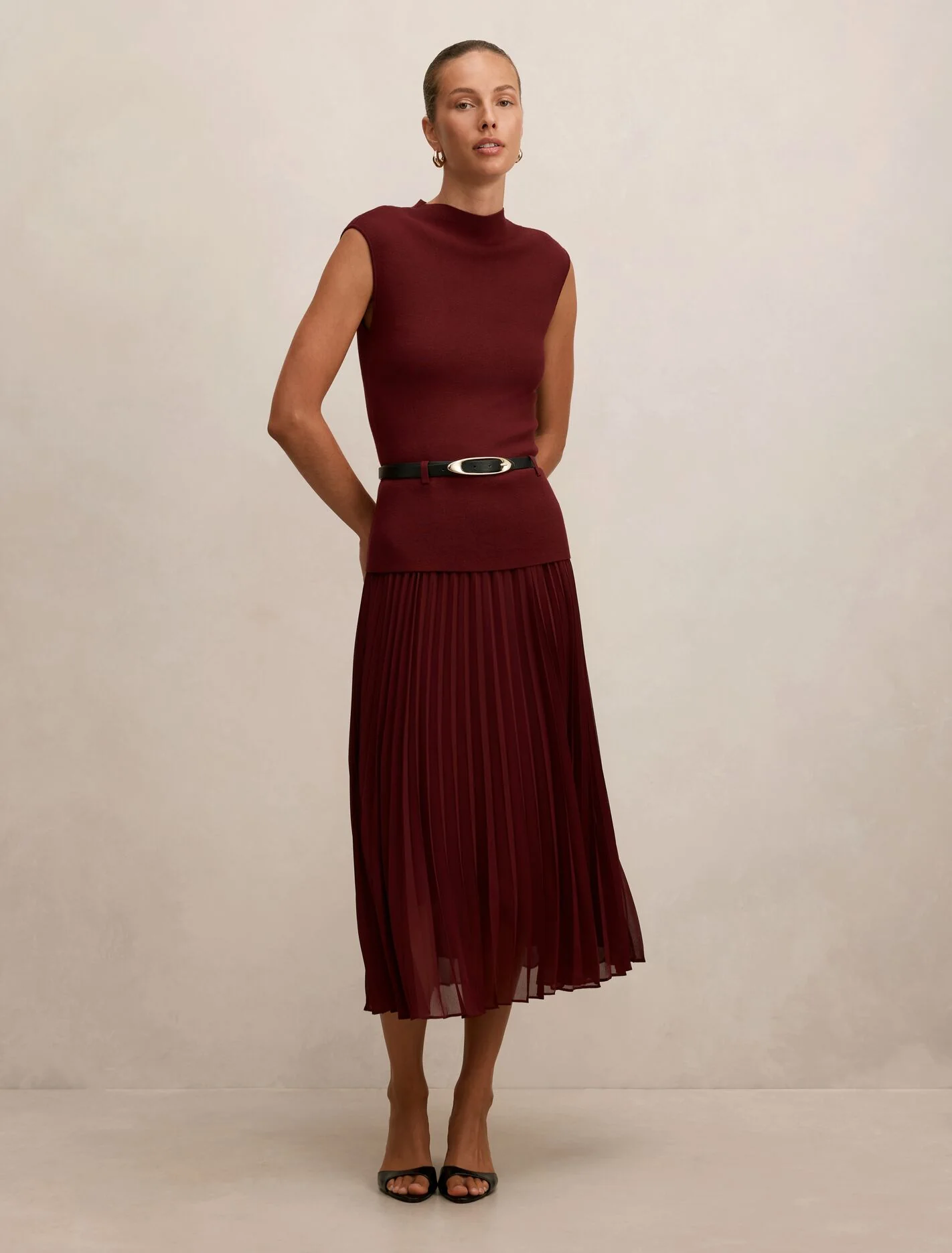 Lorelei Woven Mixed Midi Dress