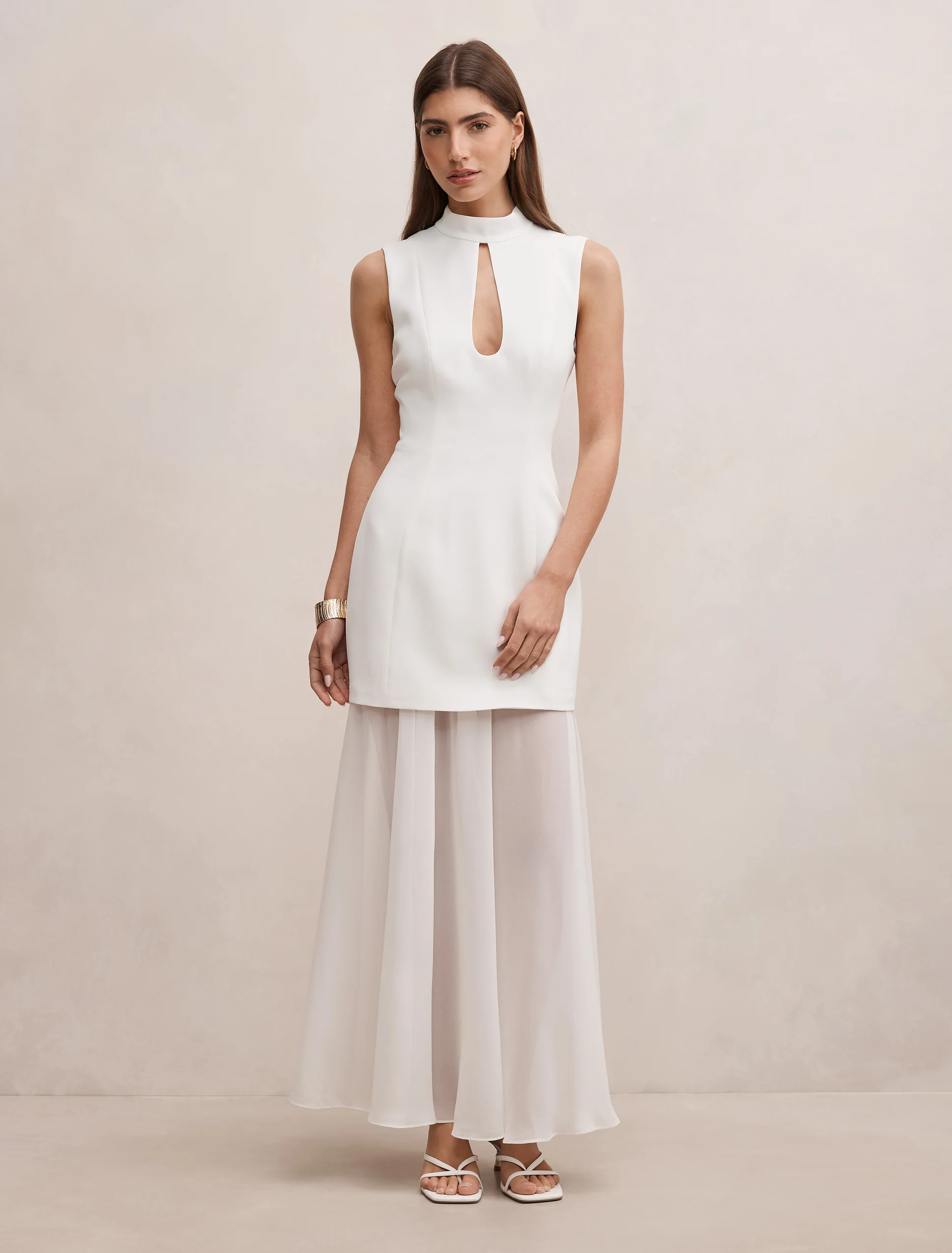 Pearl High Neck Underlay Dress