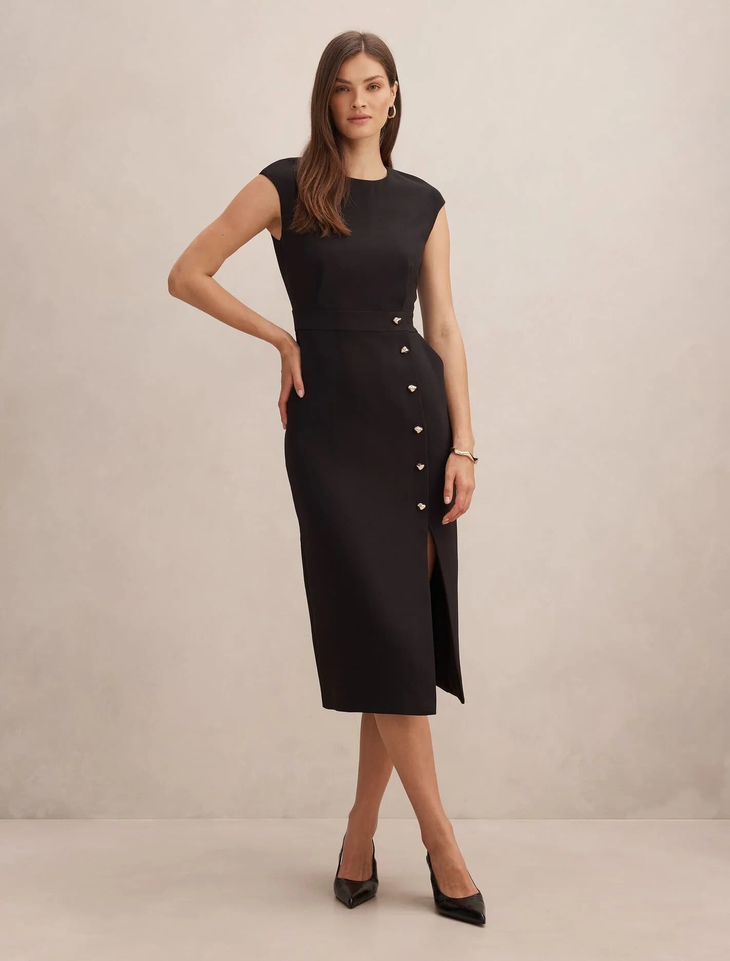 Lisette Column Button Midi Dress