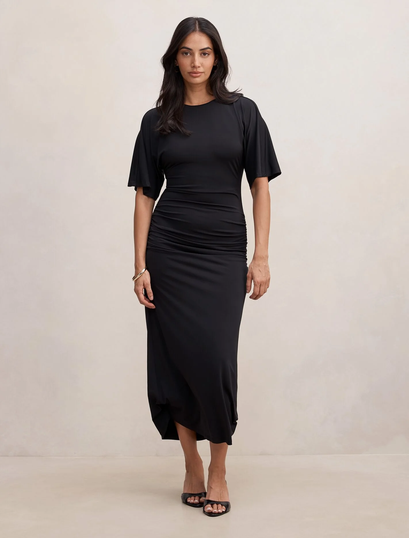 Colbie Gathered Jersey Midi Dress