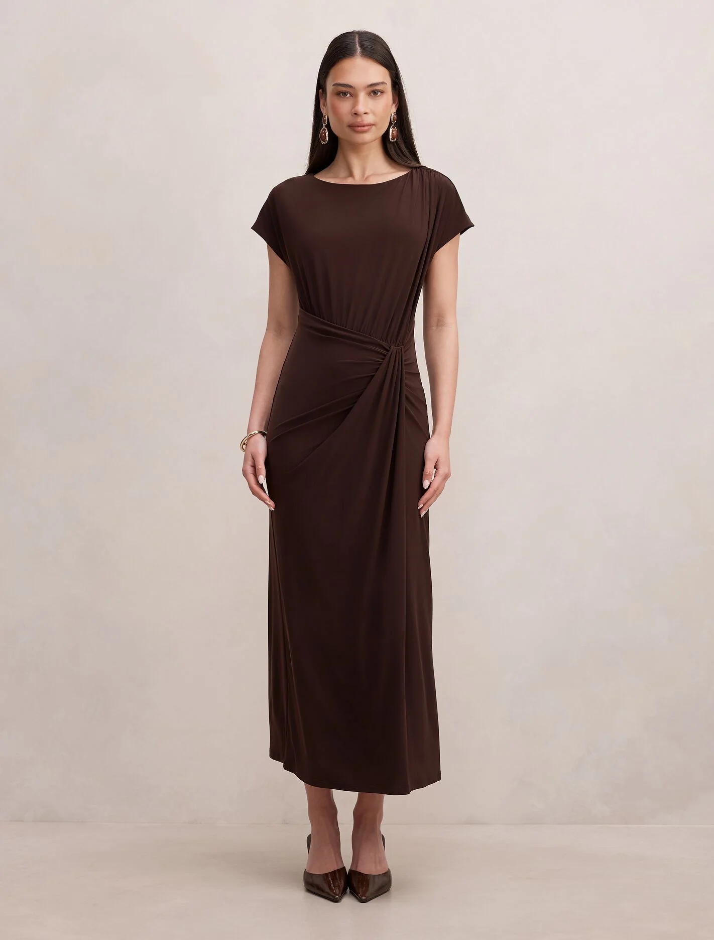 Lacie Draped Jersey Midi Dress