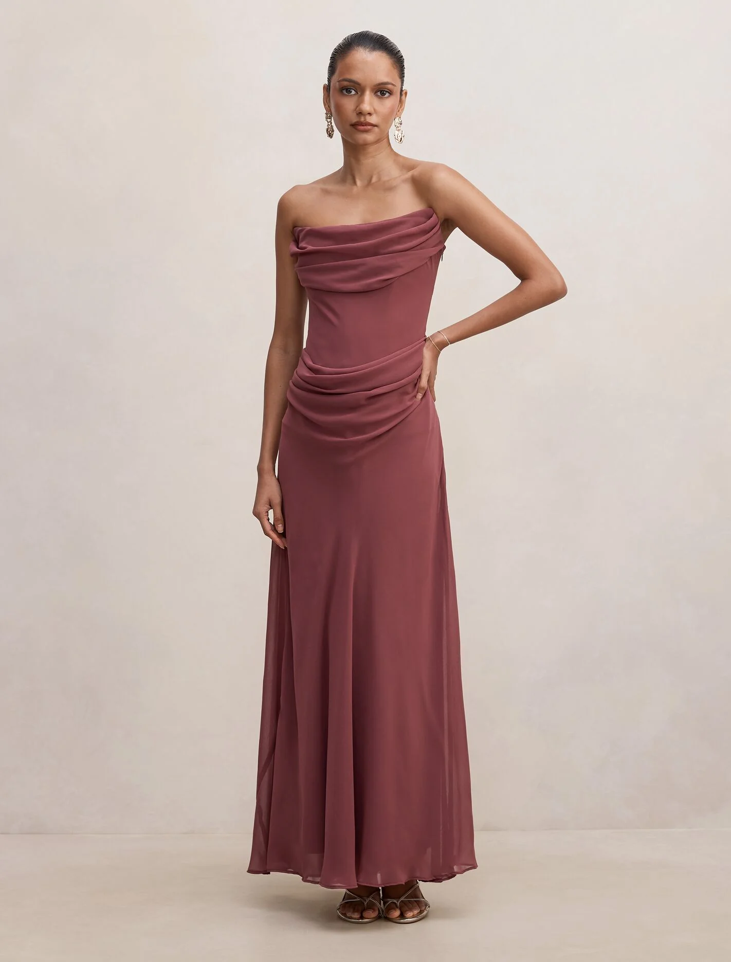 Gwynne Petite Draped Strapless Maxi Dress