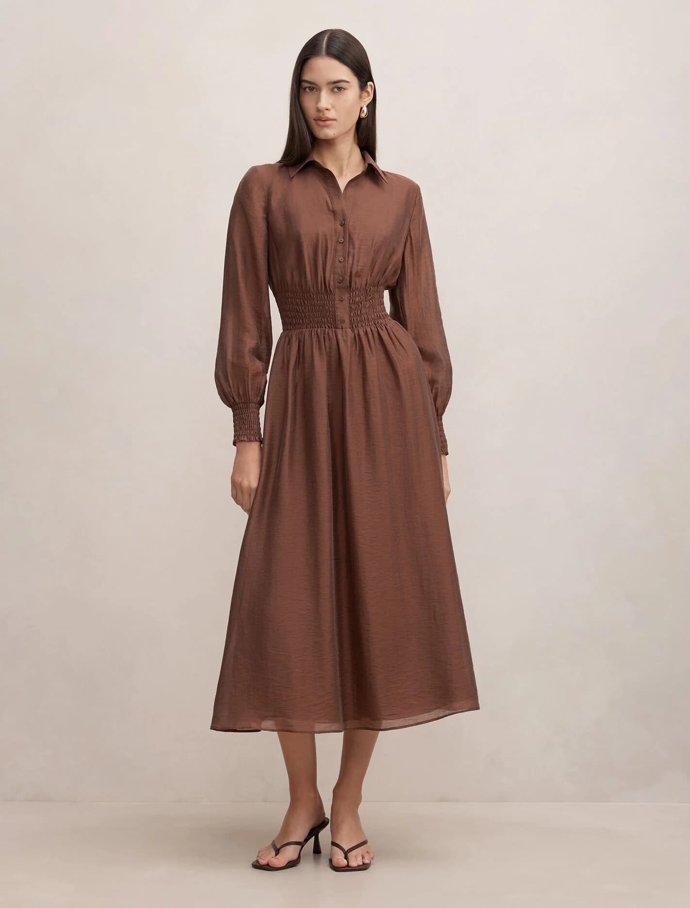 Elissa Shirred Waist Midi Dress