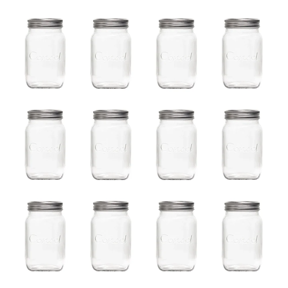Consol Glass Preserve Jar 1000ml (1L) with Ring & Dome (12 Carton Pack)