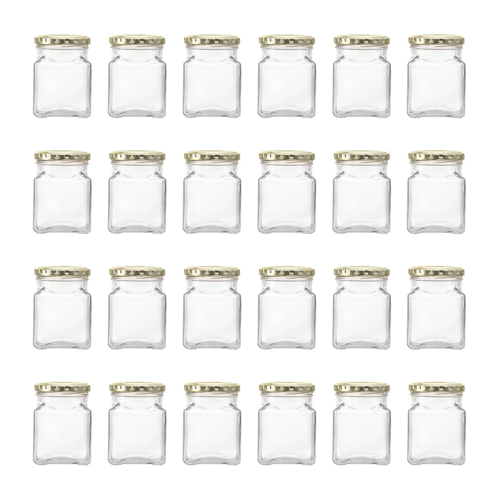 Consol Glass Square Jar 260ml with Gold lid (24 Carton Pack)