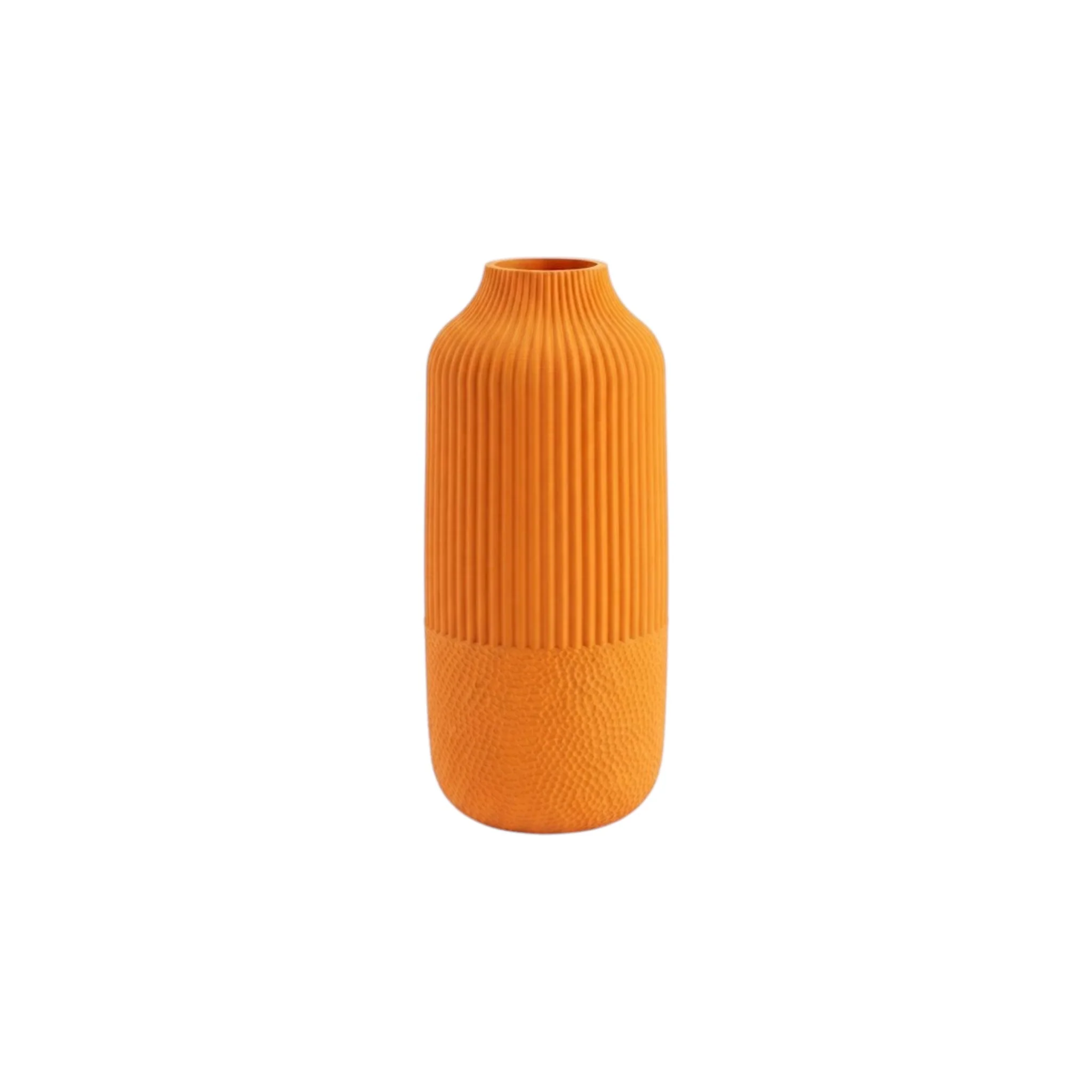 Flower Vase – Modern Matte Ribbed Design, Minimalist Decorative Vase, Plastic, for Pampas Grass & Home Decor
