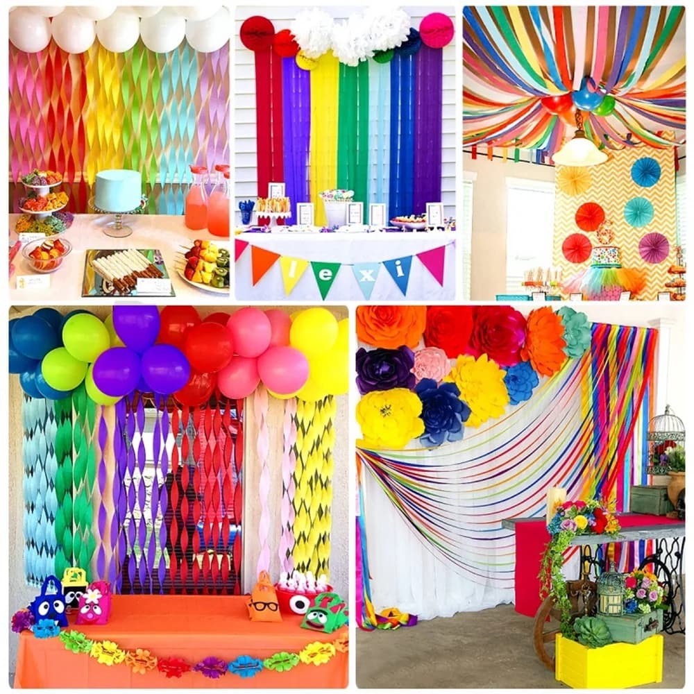 Party Paper Streamers 2.5cmx12m 6pack