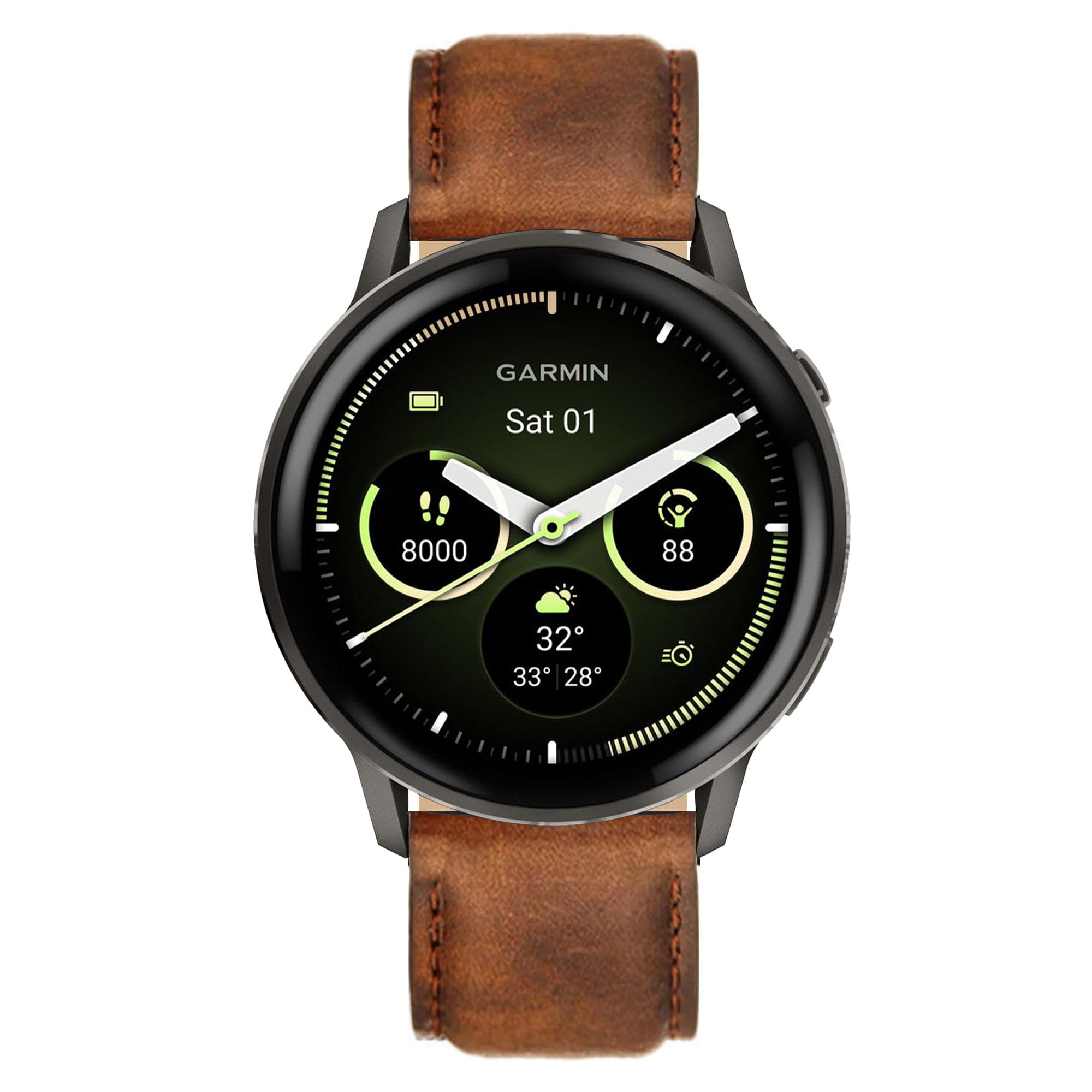 22mm Quick-Release Premium Italian Leather Strap for Garmin Watch
