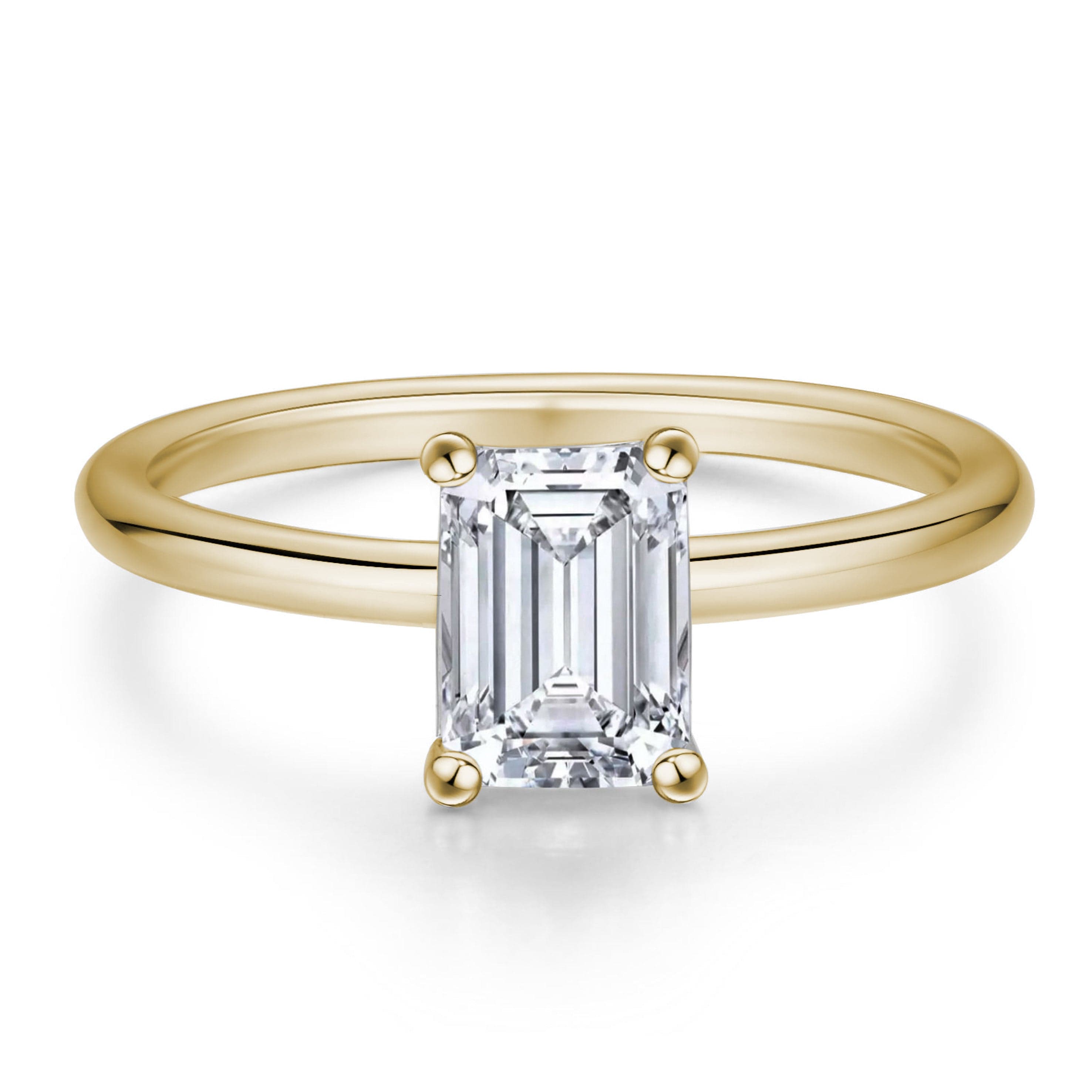 Premium Moissanite Engagement Ring - 14k Gold Plated Sterling Silver
