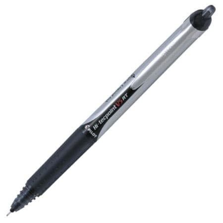 Pilot V5 Hi-Tecpoint Retractable FINE Rollerball Pen - Black Ink