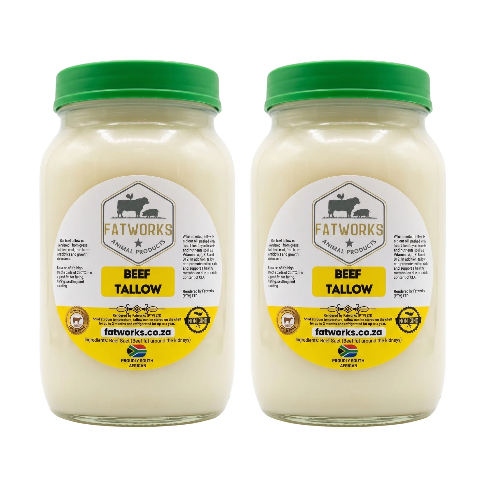 2 x 1L Beef tallow in Consol Glass