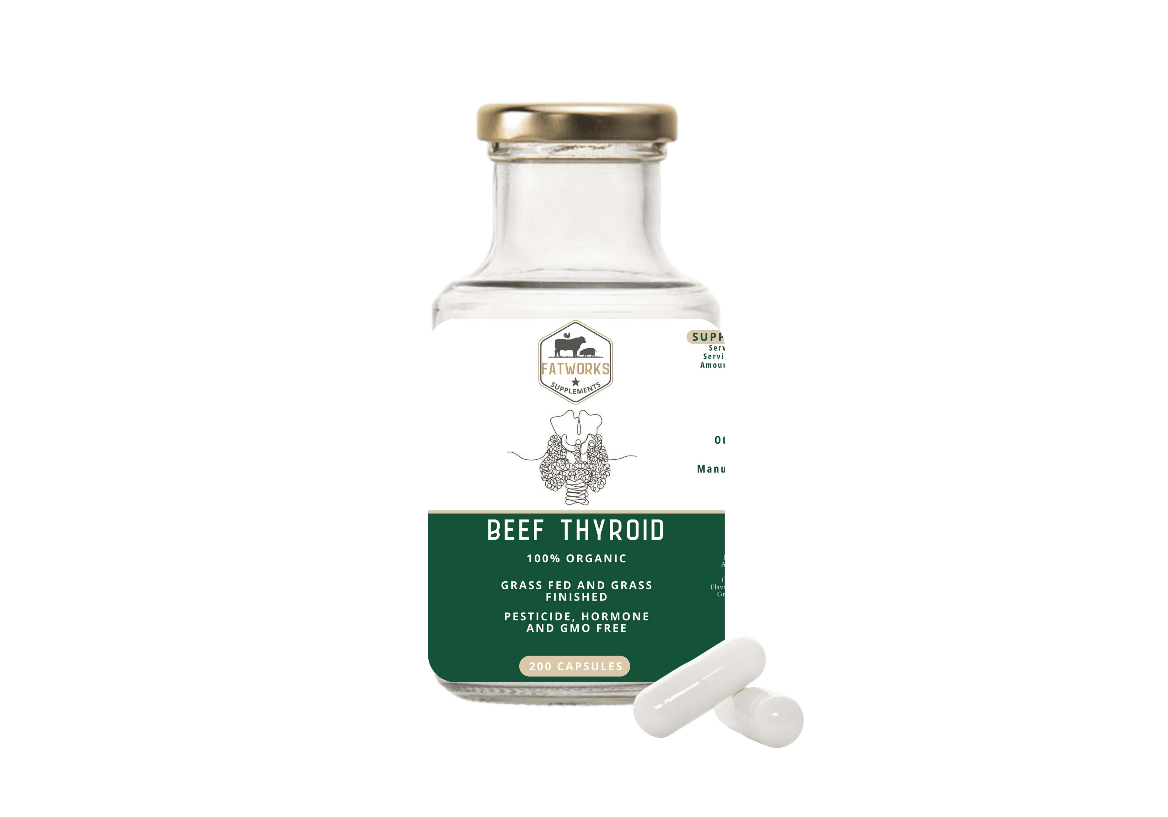 Beef Thyroid - Grass Fed (160 Capsules)