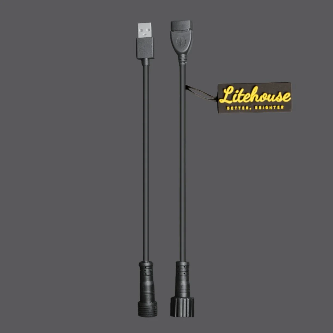 USB Adapter Accessory for Solar Festoon Bulb String Lights - 5V, Black