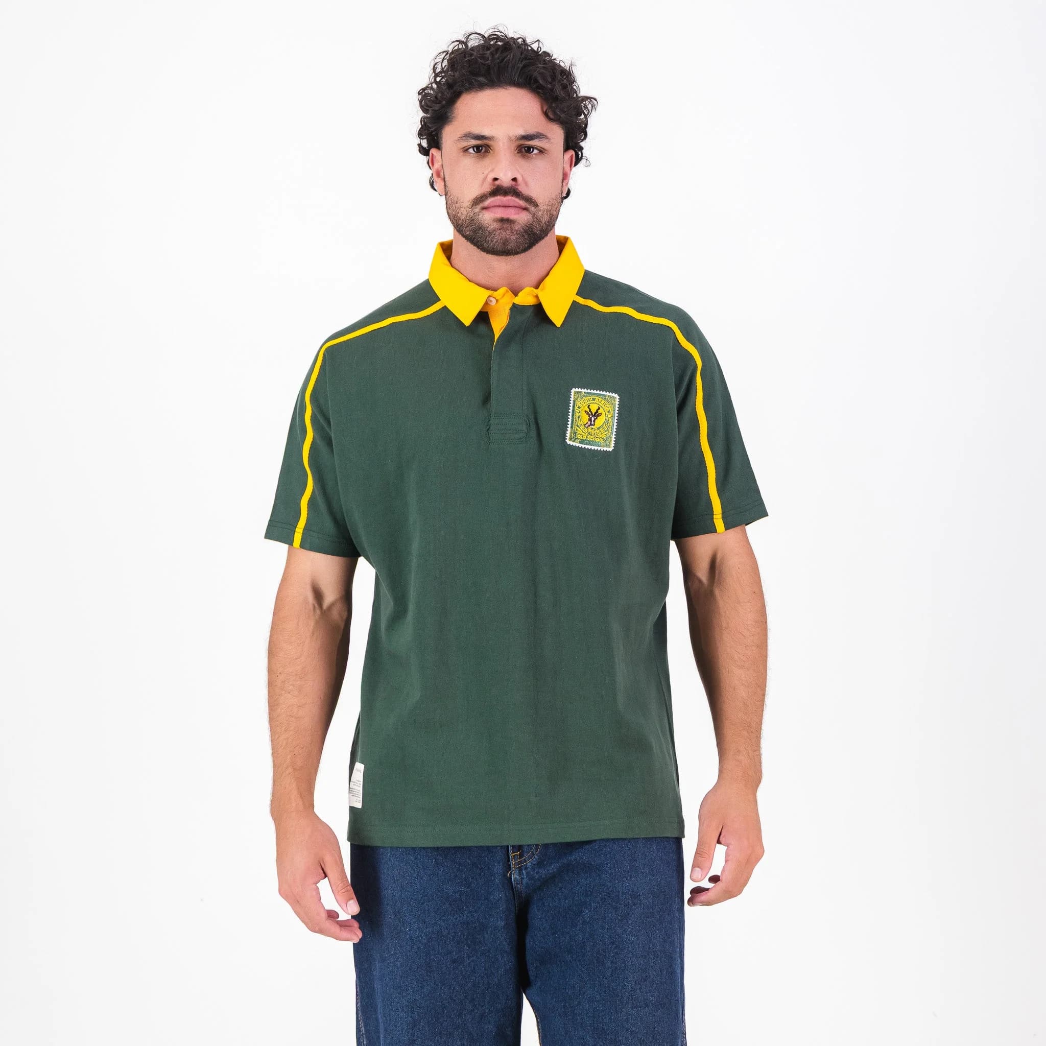 SA Supporters Twill Sleeve SS Rugby Jersey Raglan Green