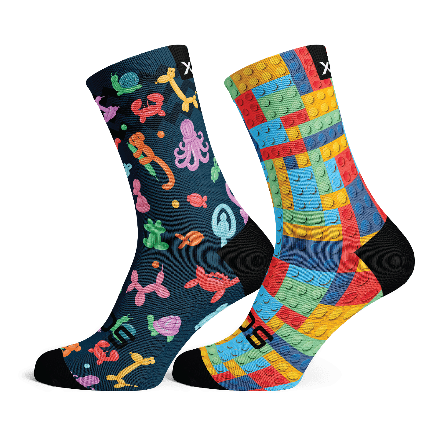 Balloon Animals & Blocks Kids Crew Socks Combo
