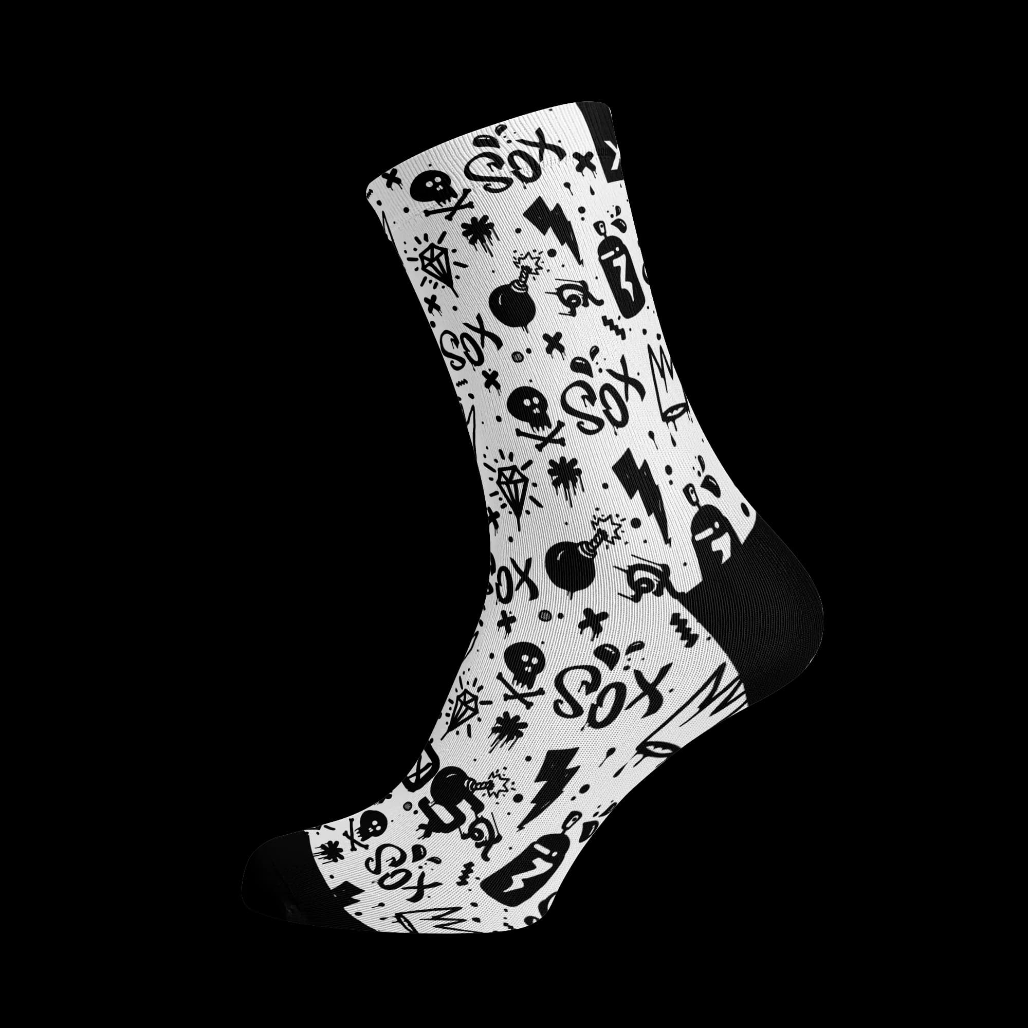 Doodle White Crew Socks
