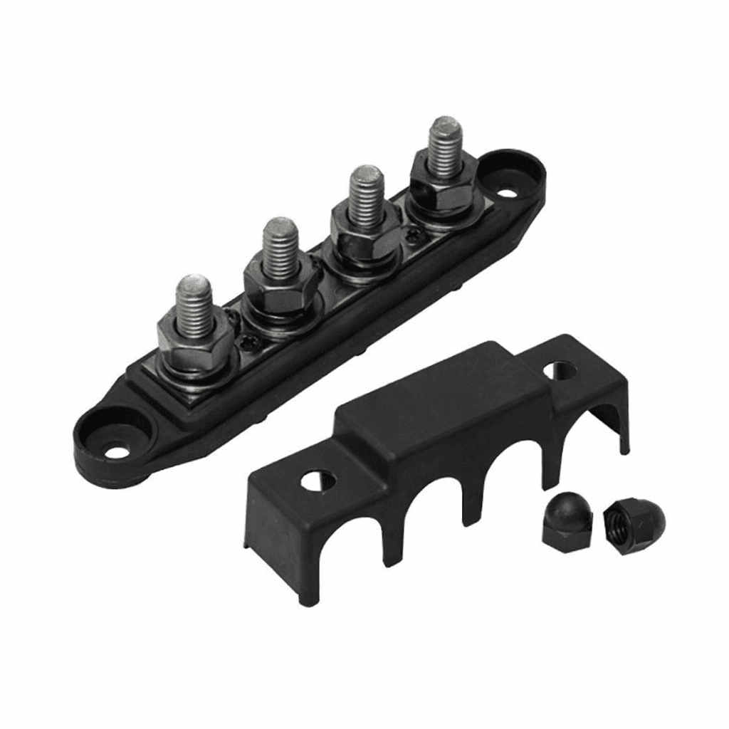 Black 4xM10 Terminal Busbar 250A with Cover