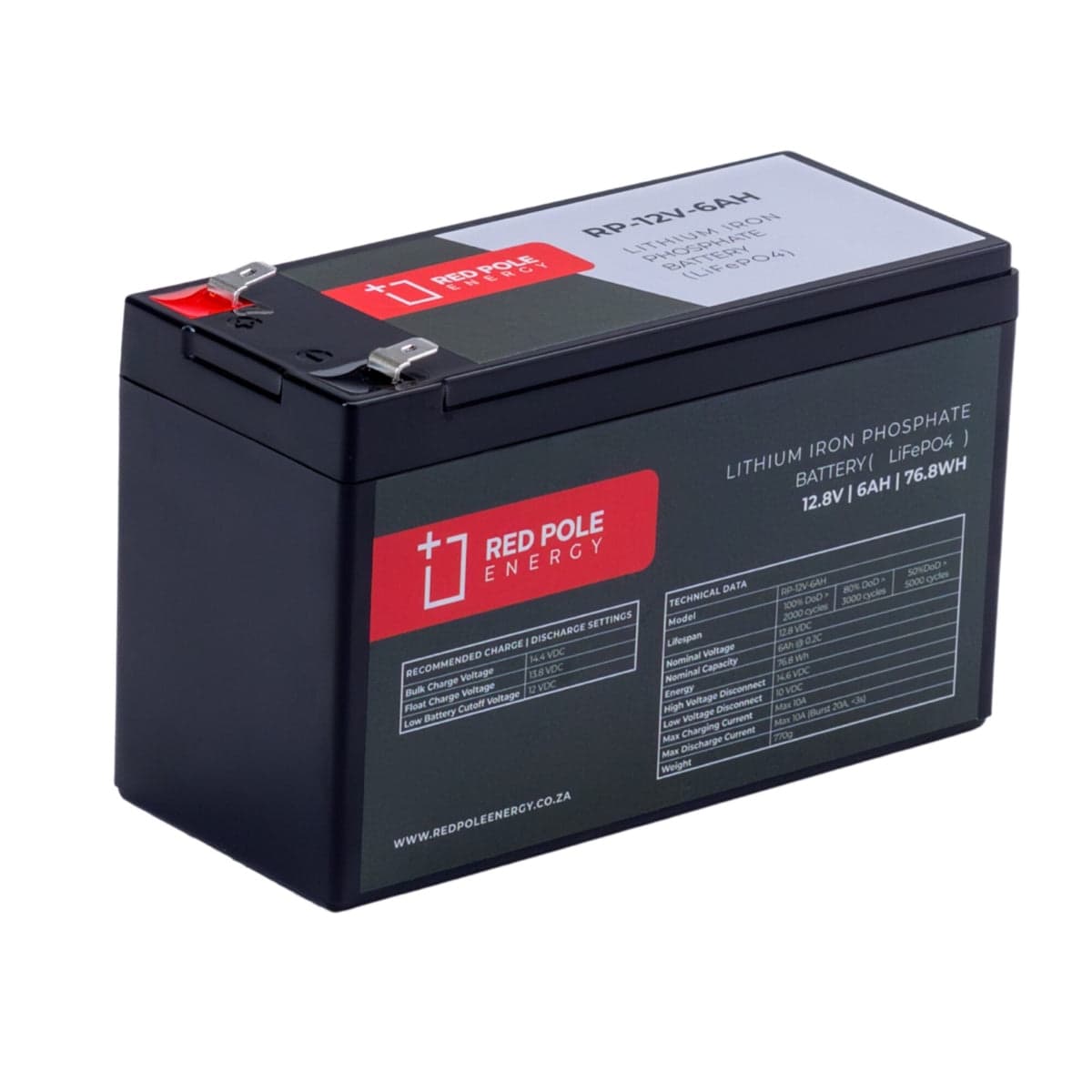 Red Pole Energy 12V 6Ah 75Wh Gate motor LiFePO4 Battery